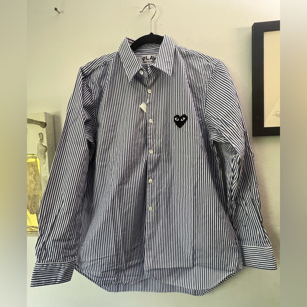 Unisex COMME DES GARCONS PLAY
blue Stripe Cotton Button down black heart